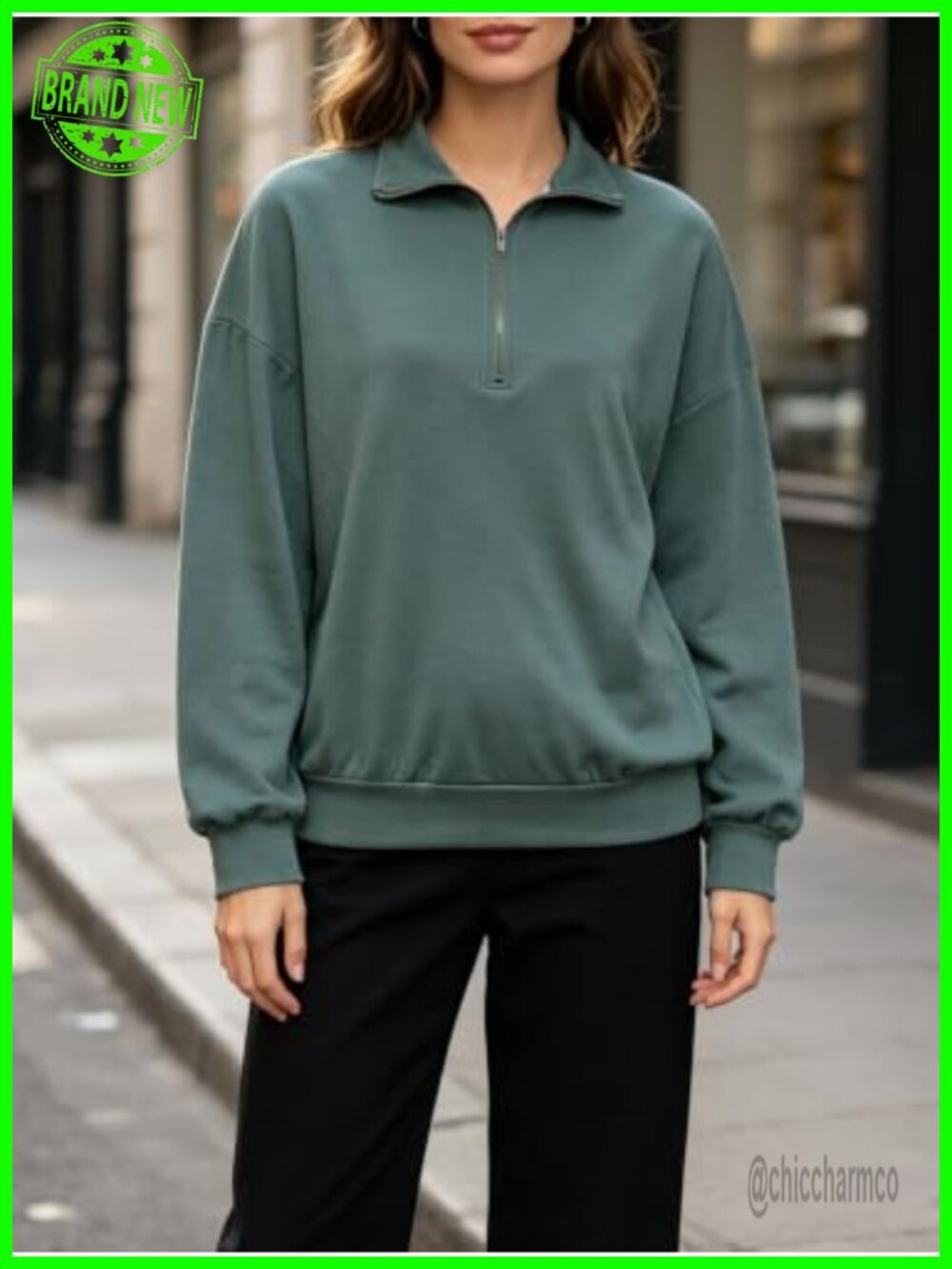 Women's Half Zip Pullover Sweatshirt Long Sleeve Oversized Hoodie